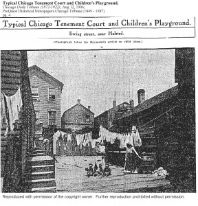 TYPICAL CHICAGO TENEMENT COURT AND CHILDREN'S PLAYGROUND-EWING ST. NEAR HALSTED